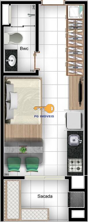 Apartamento à venda com 1 quarto, 25m² - Foto 2